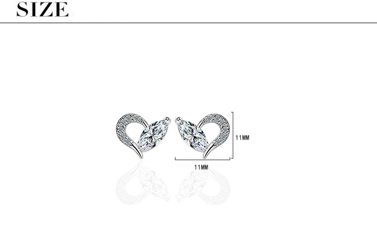 1 Pair Sweet Heart Shape Inlay Copper Zircon Ear Studs display picture 1