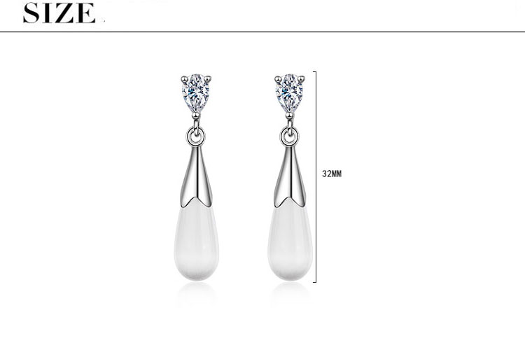 1 Pair Sweet Water Droplets Tassel Inlay Copper Opal Drop Earrings display picture 1