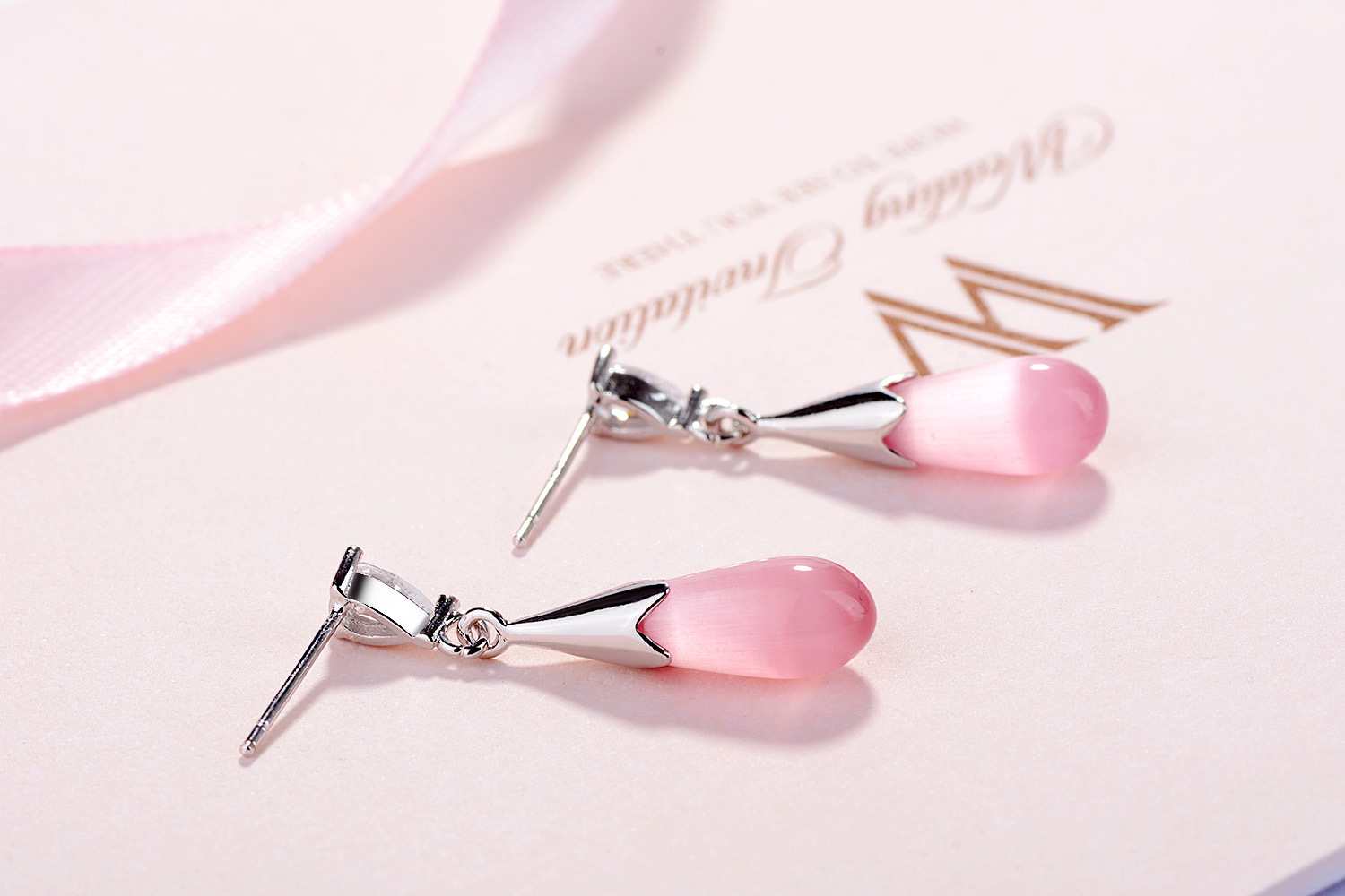 1 Pair Sweet Water Droplets Tassel Inlay Copper Opal Drop Earrings display picture 4