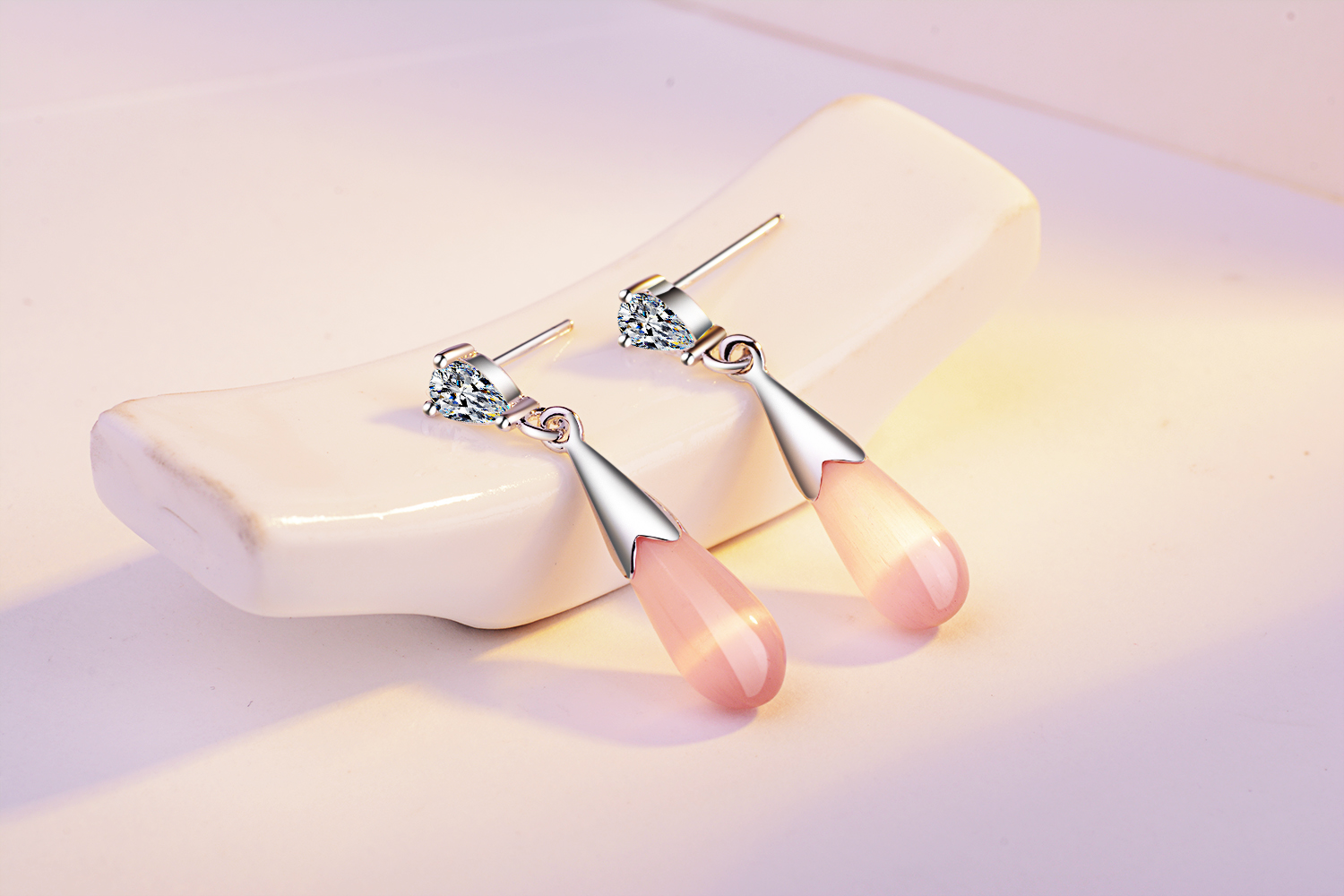 1 Pair Sweet Water Droplets Tassel Inlay Copper Opal Drop Earrings display picture 3