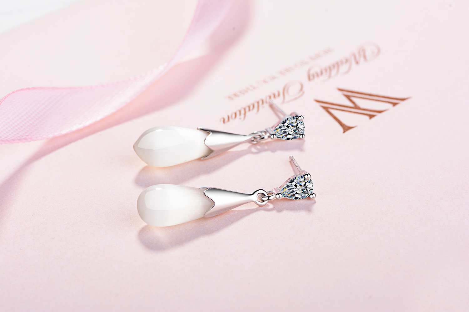 1 Pair Sweet Water Droplets Tassel Inlay Copper Opal Drop Earrings display picture 5