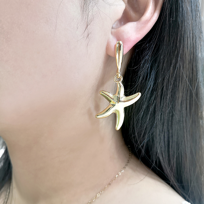 1 Pair Casual Beach Tropical Starfish Alloy K Gold Plated Drop Earrings display picture 4