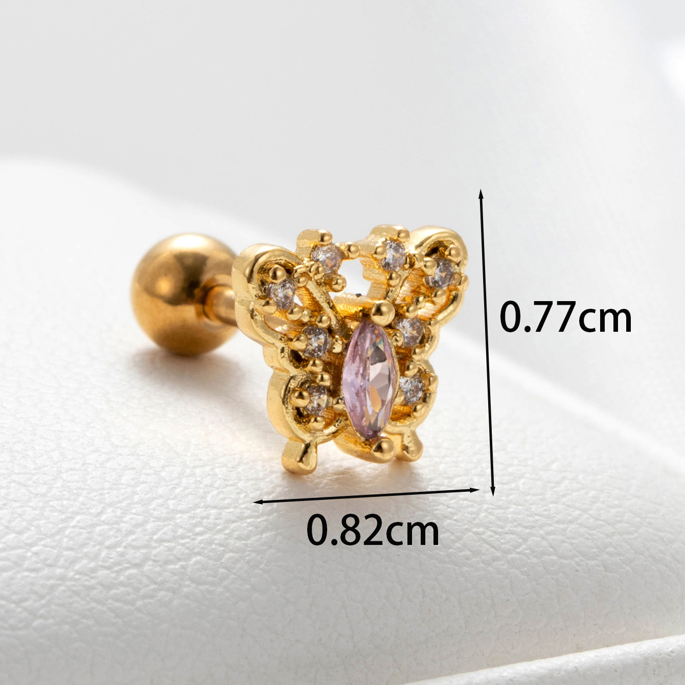 1 Piece Casual French Style Heart Shape Butterfly Bow Knot Chain Inlay Copper Zircon Earrings Ear Studs display picture 2