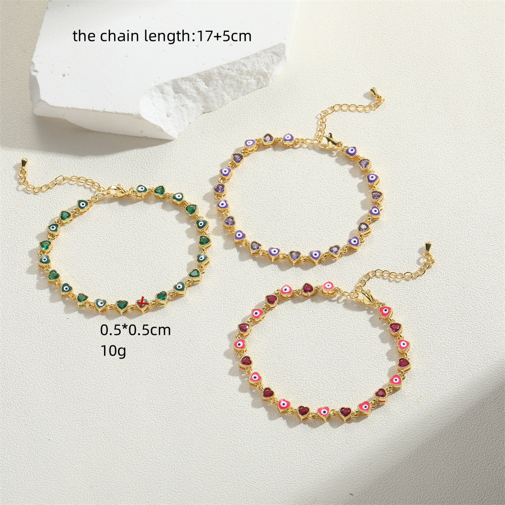 Le Cuivre Plaqué Or 14K Style Vintage Incruster Bloc De Couleur Zircon Bracelets display picture 11