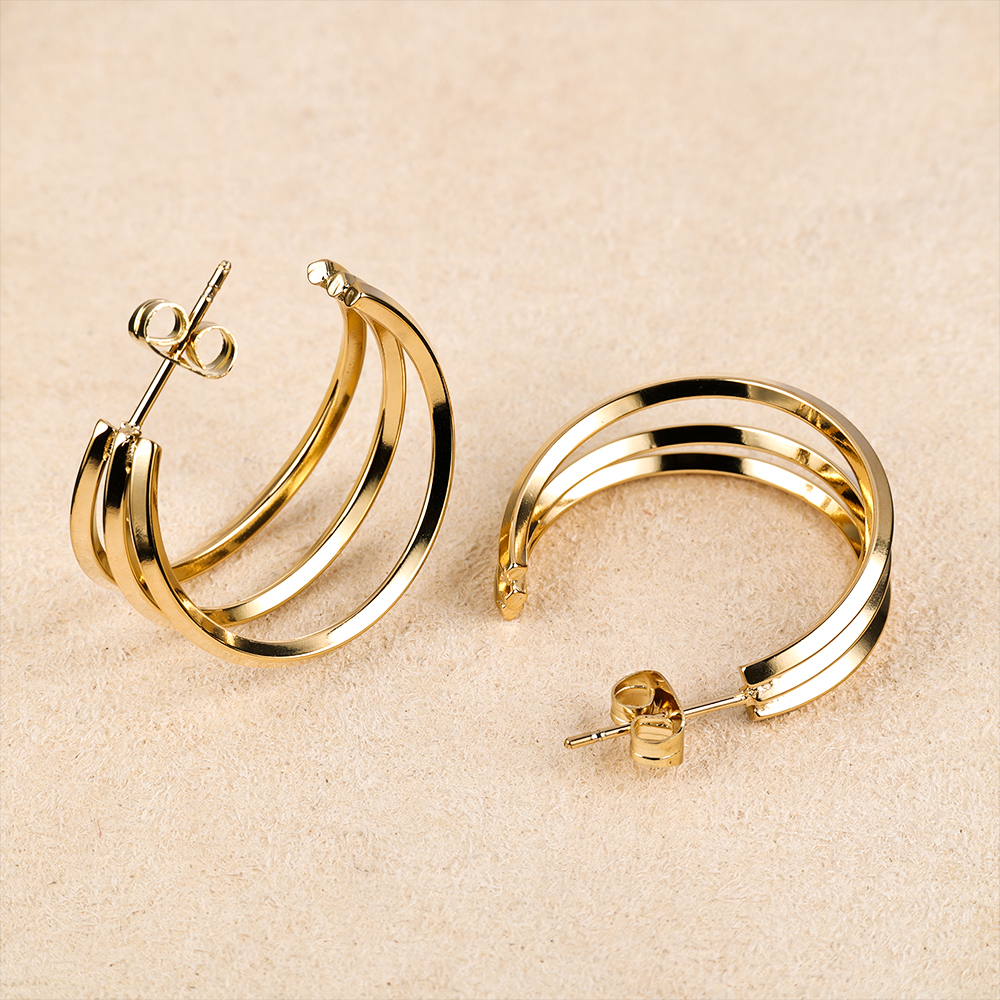 1 Pair Simple Style Geometric Polishing Hollow Out 201 Stainless Steel 18K Gold Plated Ear Studs display picture 19