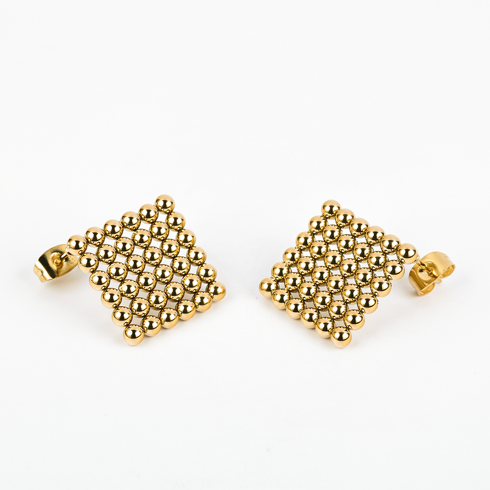 1 Pair Simple Style Geometric Polishing Hollow Out 201 Stainless Steel 18K Gold Plated Ear Studs display picture 1