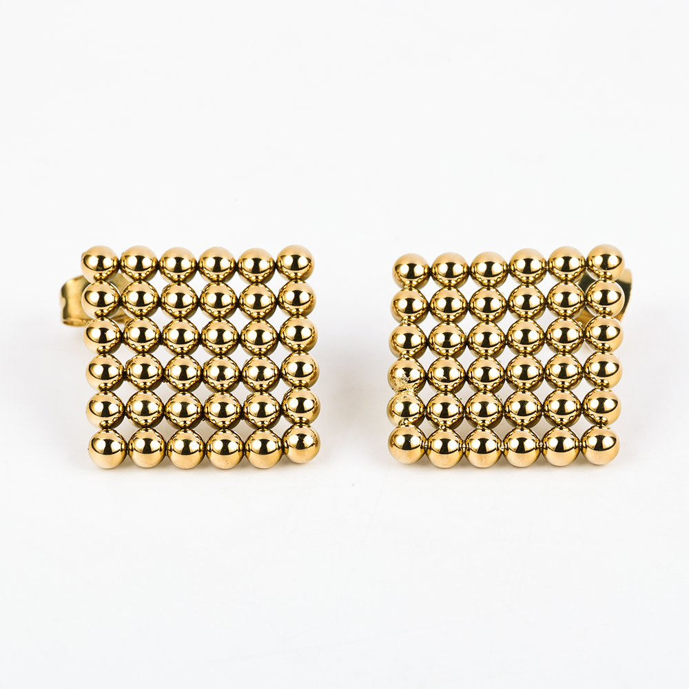 1 Pair Simple Style Geometric Polishing Hollow Out 201 Stainless Steel 18K Gold Plated Ear Studs display picture 2
