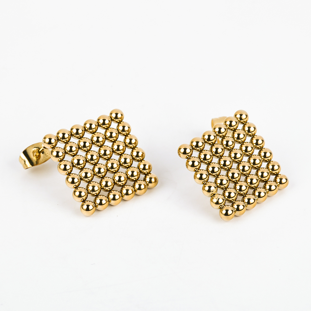 1 Pair Simple Style Geometric Polishing Hollow Out 201 Stainless Steel 18K Gold Plated Ear Studs display picture 4