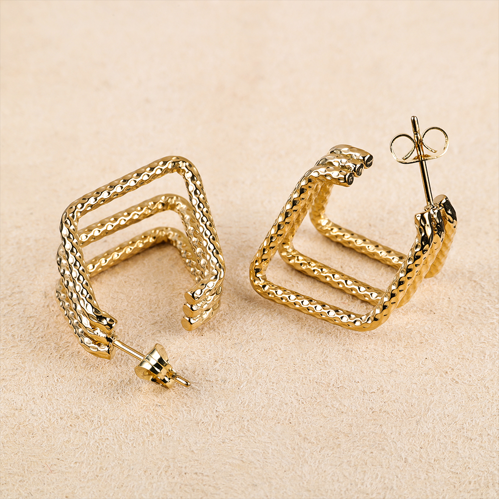 1 Pair Simple Style Geometric Polishing Hollow Out 201 Stainless Steel 18K Gold Plated Ear Studs display picture 11