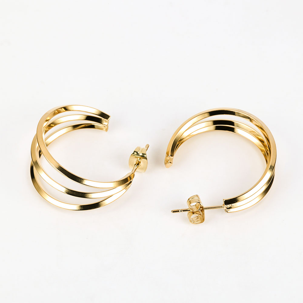 1 Pair Simple Style Geometric Polishing Hollow Out 201 Stainless Steel 18K Gold Plated Ear Studs display picture 18