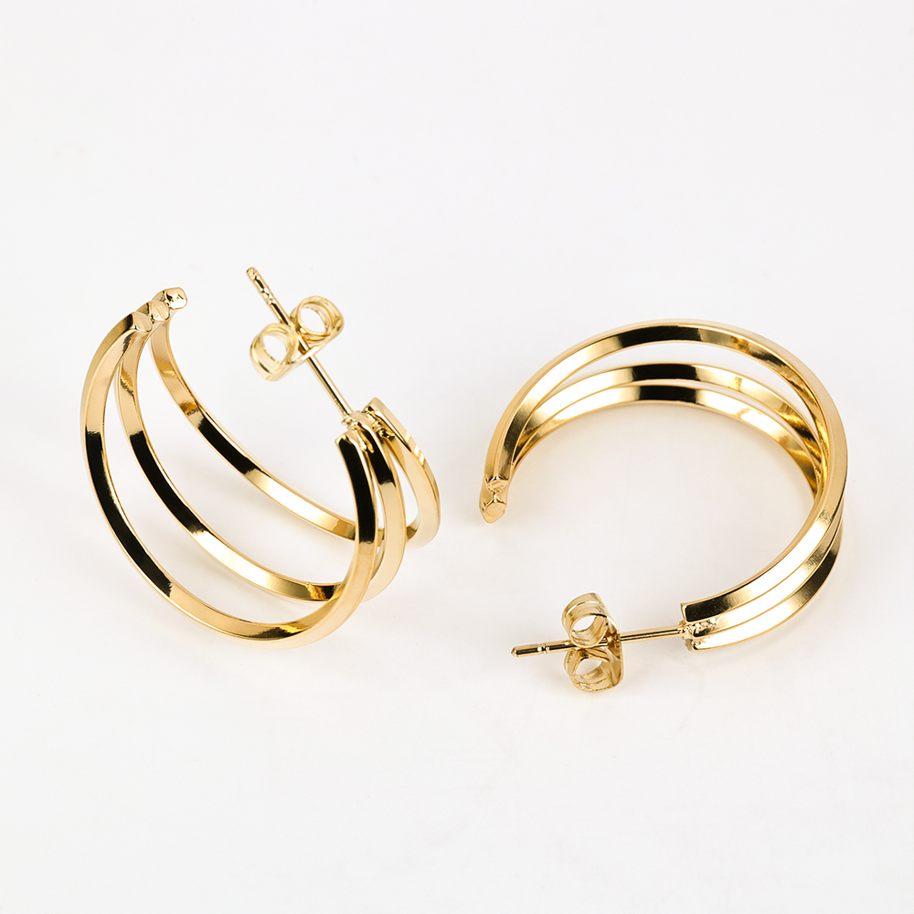 1 Pair Simple Style Geometric Polishing Hollow Out 201 Stainless Steel 18K Gold Plated Ear Studs display picture 20