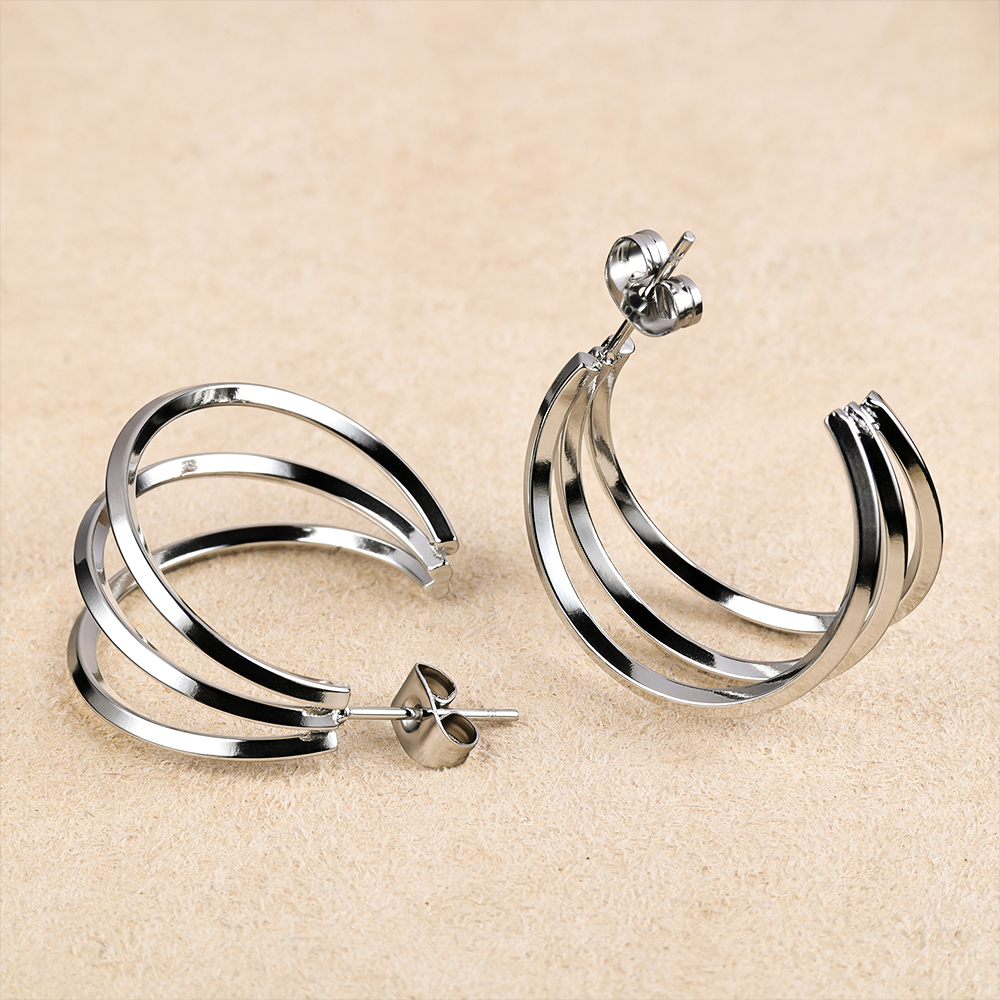 1 Pair Simple Style Geometric Polishing Hollow Out 201 Stainless Steel 18K Gold Plated Ear Studs display picture 23