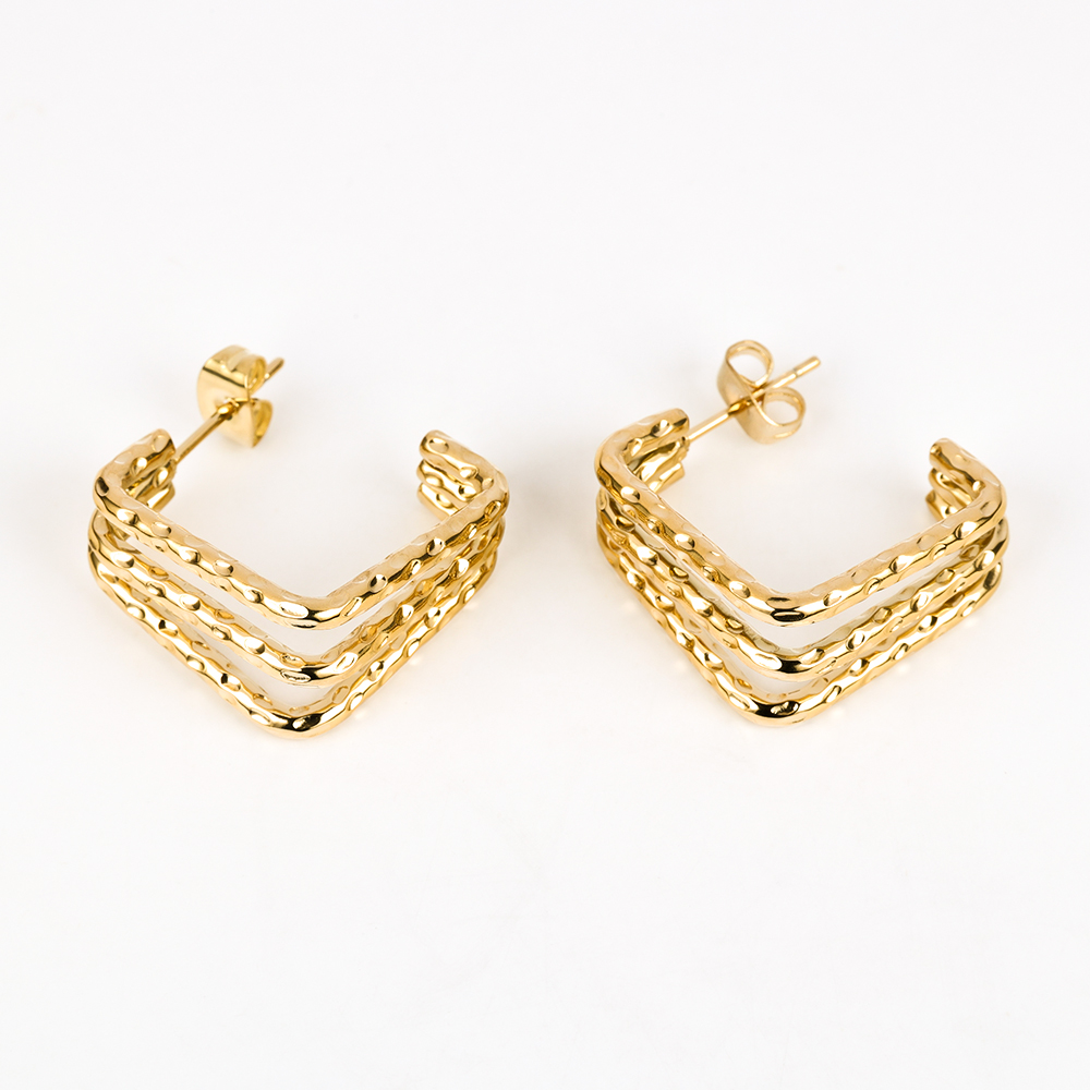 1 Pair Simple Style Geometric Polishing Hollow Out 201 Stainless Steel 18K Gold Plated Ear Studs display picture 25