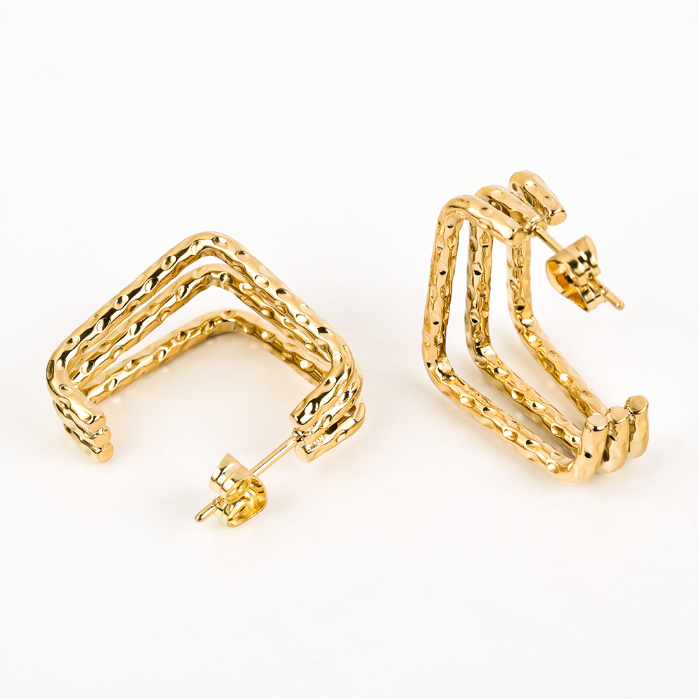1 Pair Simple Style Geometric Polishing Hollow Out 201 Stainless Steel 18K Gold Plated Ear Studs display picture 28
