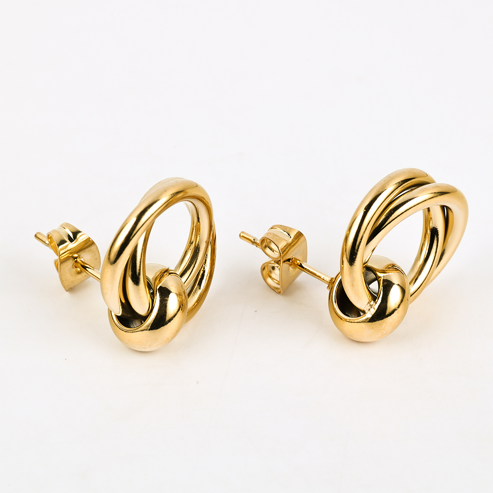 1 Pair Simple Style Geometric Polishing Hollow Out 201 Stainless Steel 18K Gold Plated Ear Studs display picture 33