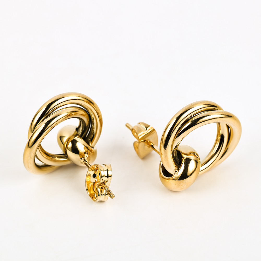 1 Pair Simple Style Geometric Polishing Hollow Out 201 Stainless Steel 18K Gold Plated Ear Studs display picture 34