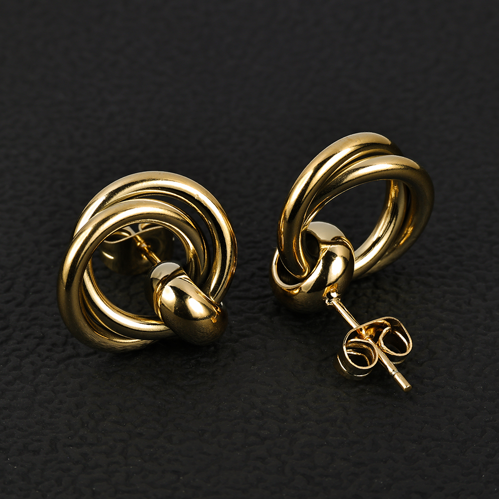 1 Pair Simple Style Geometric Polishing Hollow Out 201 Stainless Steel 18K Gold Plated Ear Studs display picture 35