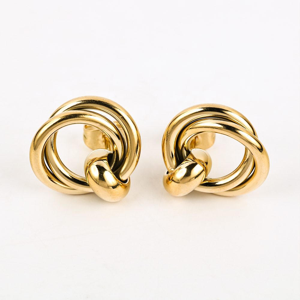 1 Pair Simple Style Geometric Polishing Hollow Out 201 Stainless Steel 18K Gold Plated Ear Studs display picture 36
