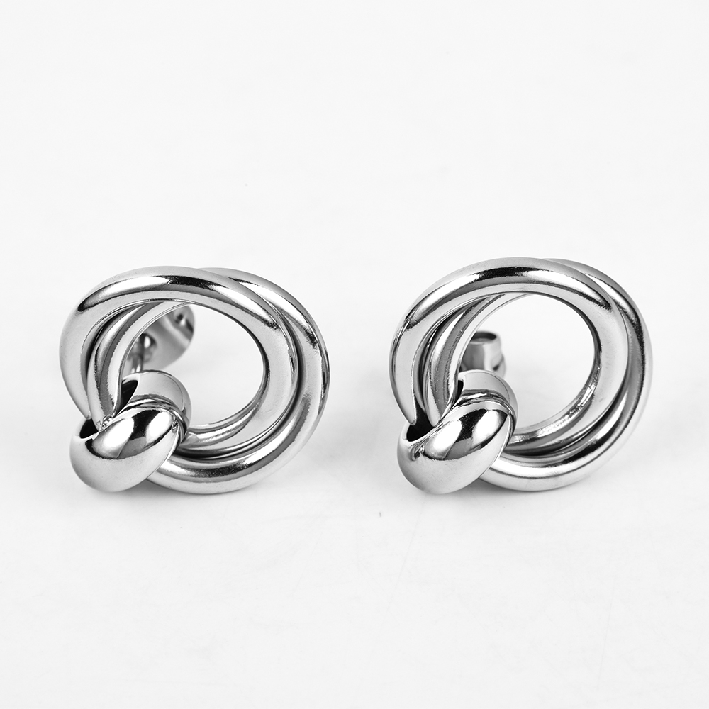 1 Pair Simple Style Geometric Polishing Hollow Out 201 Stainless Steel 18K Gold Plated Ear Studs display picture 37