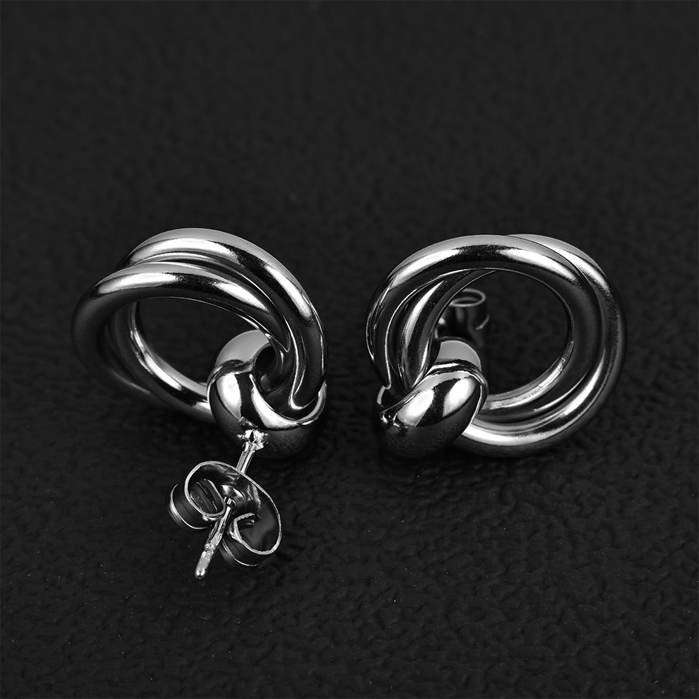 1 Pair Simple Style Geometric Polishing Hollow Out 201 Stainless Steel 18K Gold Plated Ear Studs display picture 39