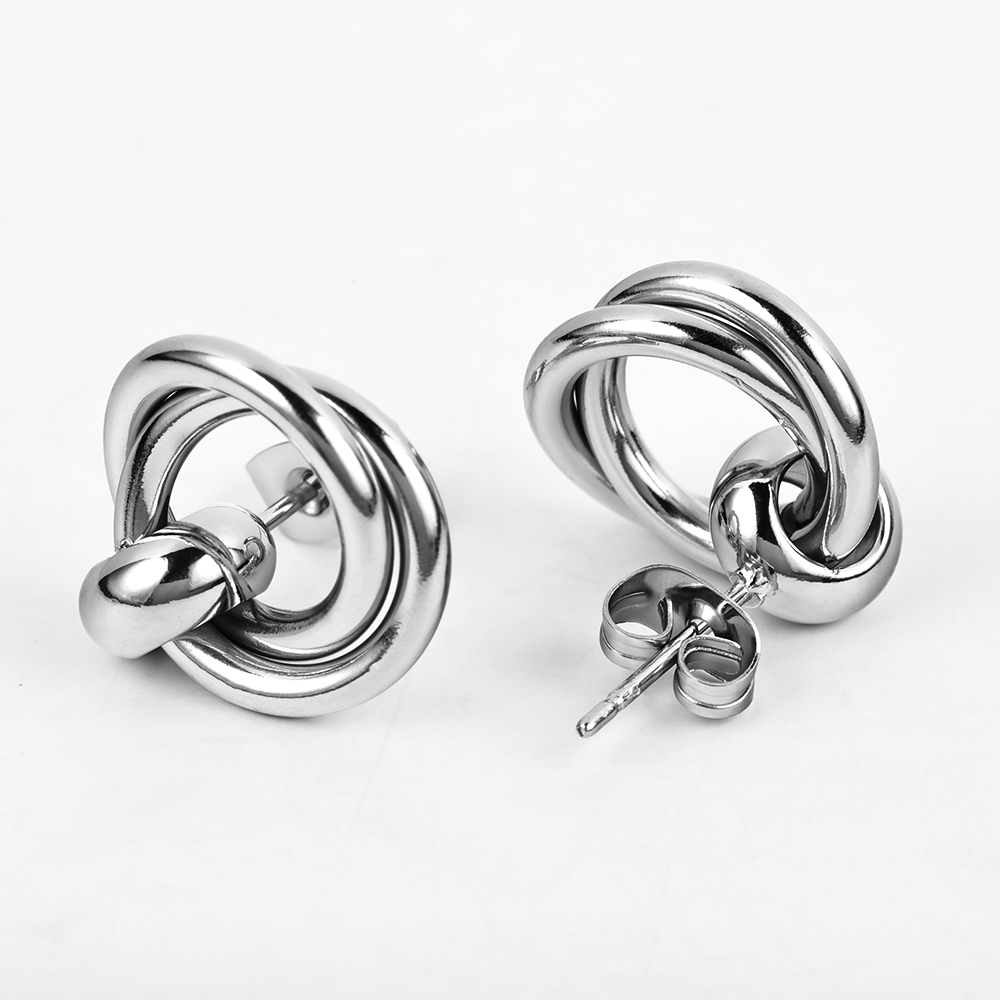 1 Pair Simple Style Geometric Polishing Hollow Out 201 Stainless Steel 18K Gold Plated Ear Studs display picture 40