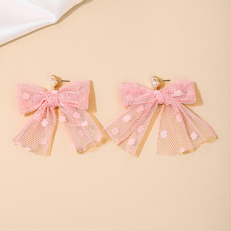 1 Piece Simple Style Classic Style Bow Knot Net Yarn 304 Stainless Steel Gauze Drop Earrings display picture 2