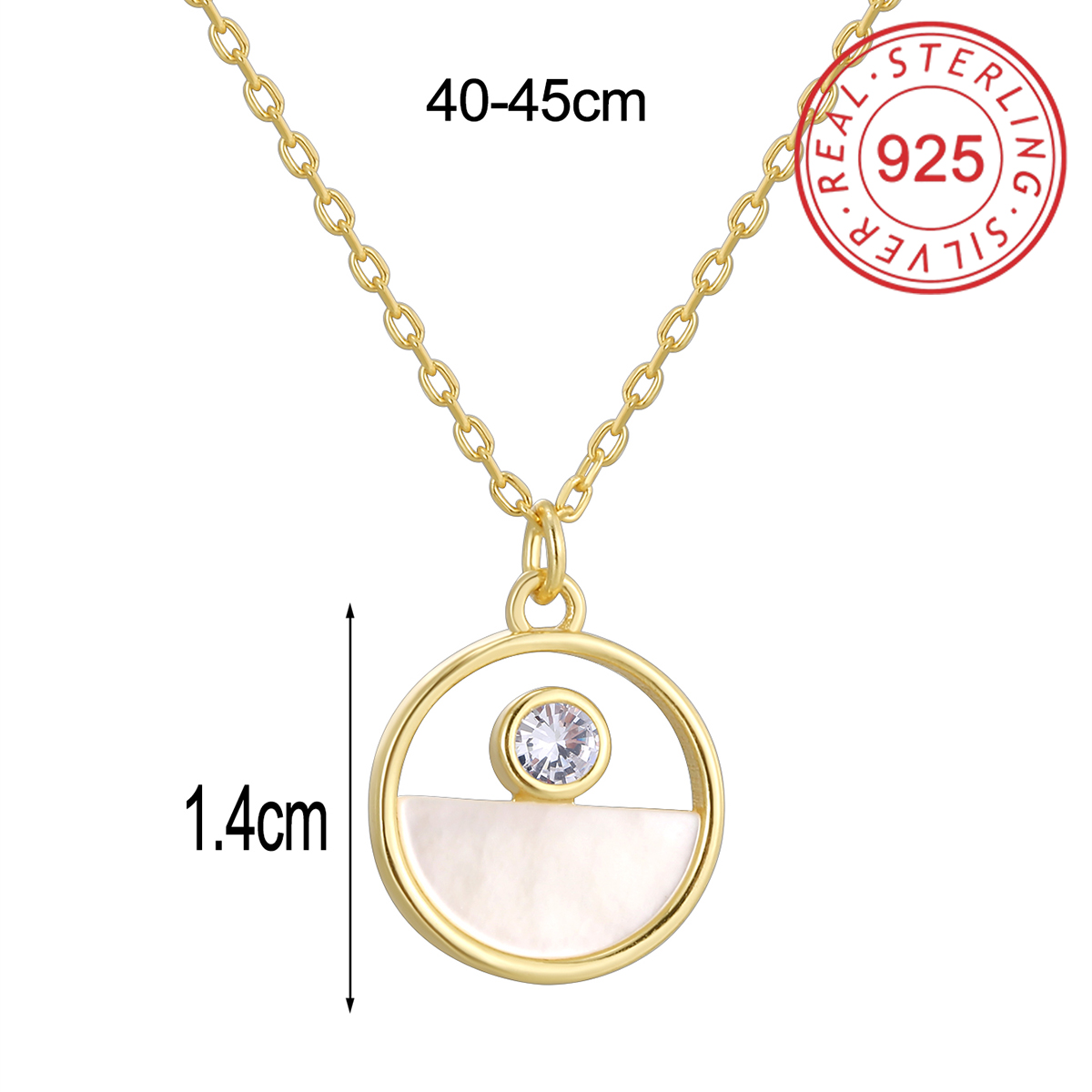 Sterling Silver 14K Gold Plated IG Style Simple Style Hollow Out Inlay Round Rhombus Shell Shell Zircon Pendant Necklace display picture 8
