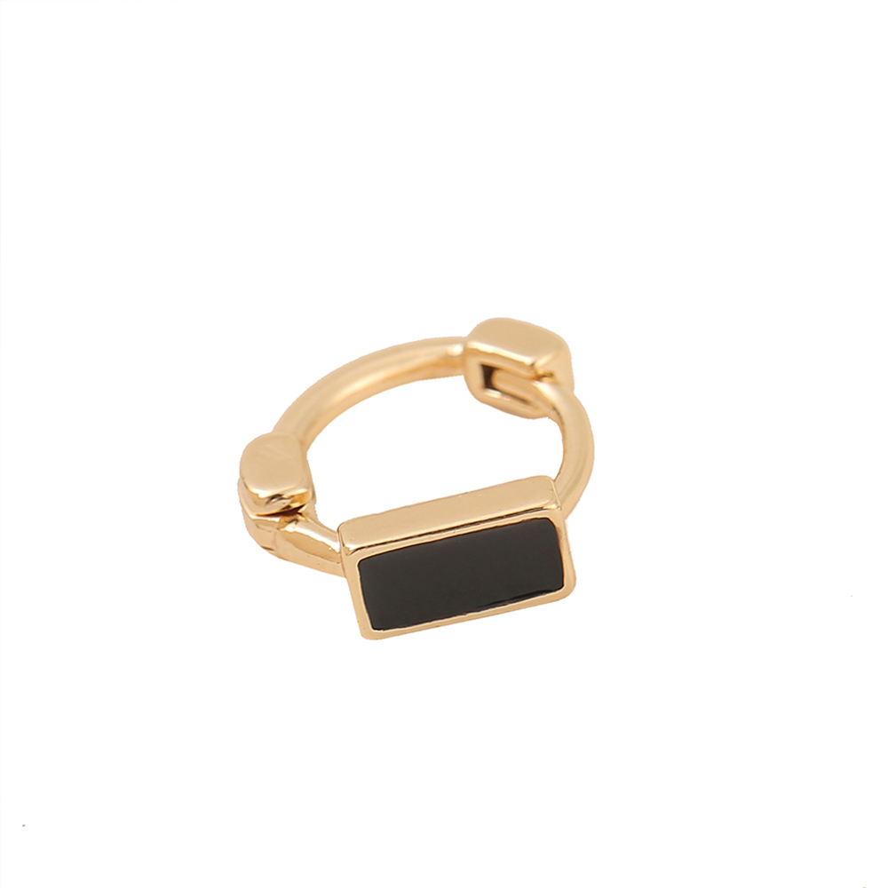 1 Pair Simple Style Square Rectangle Enamel Copper 18K Gold Plated Hoop Earrings display picture 7