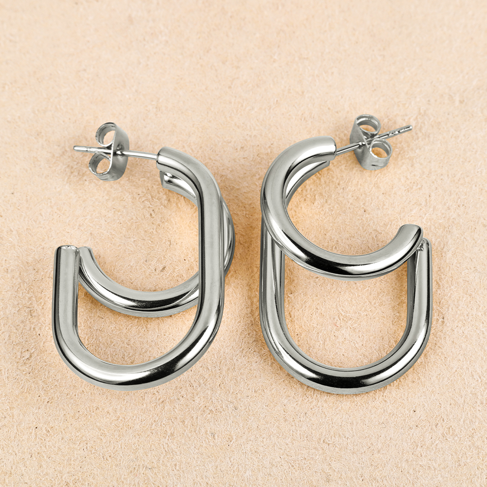 1 Pair Simple Style Geometric Polishing 201 Stainless Steel 18K Gold Plated Ear Studs display picture 37