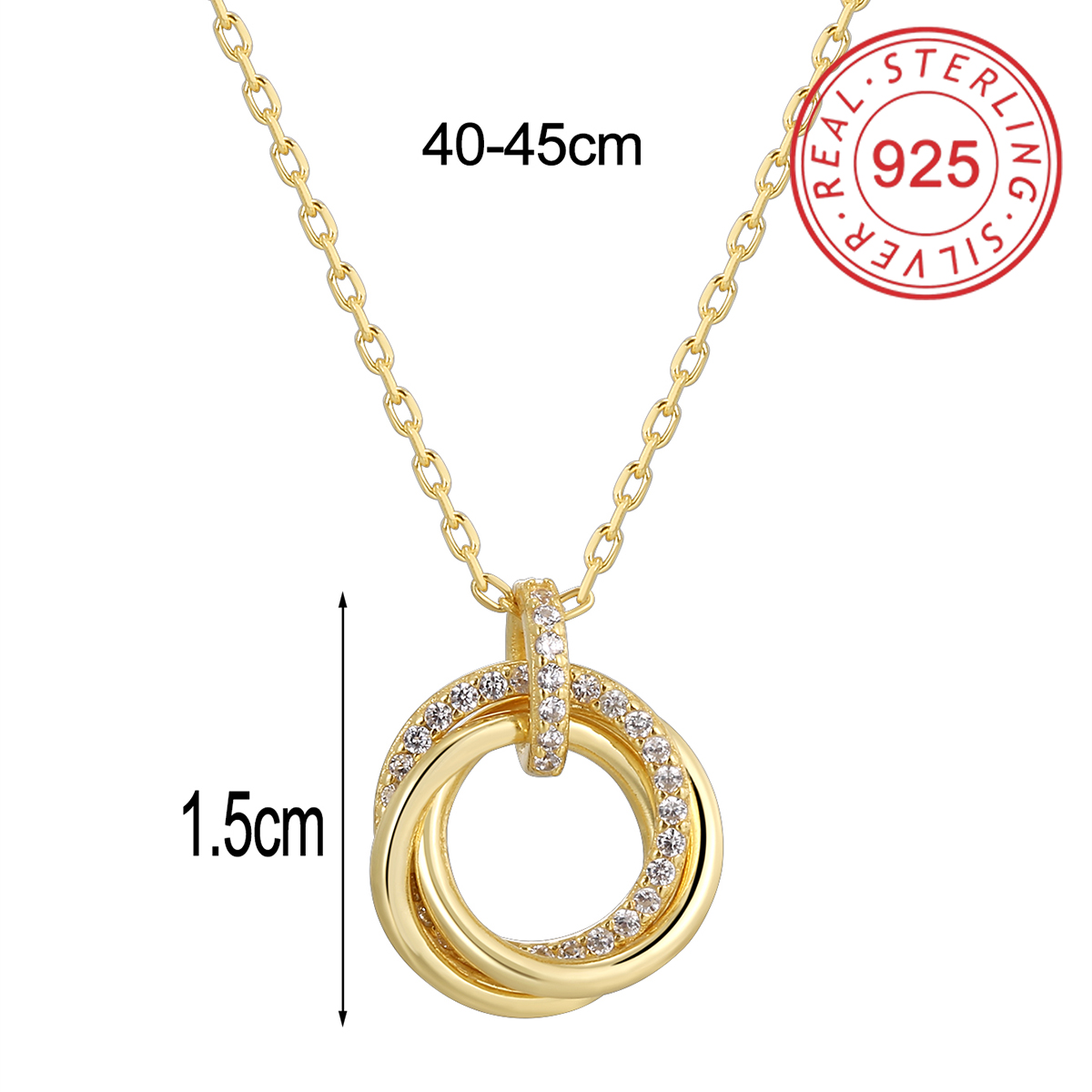 Sterling Silver 14K Gold Plated Simple Style Commute Inlay Circle Star Shell Zircon Pendant Necklace display picture 4