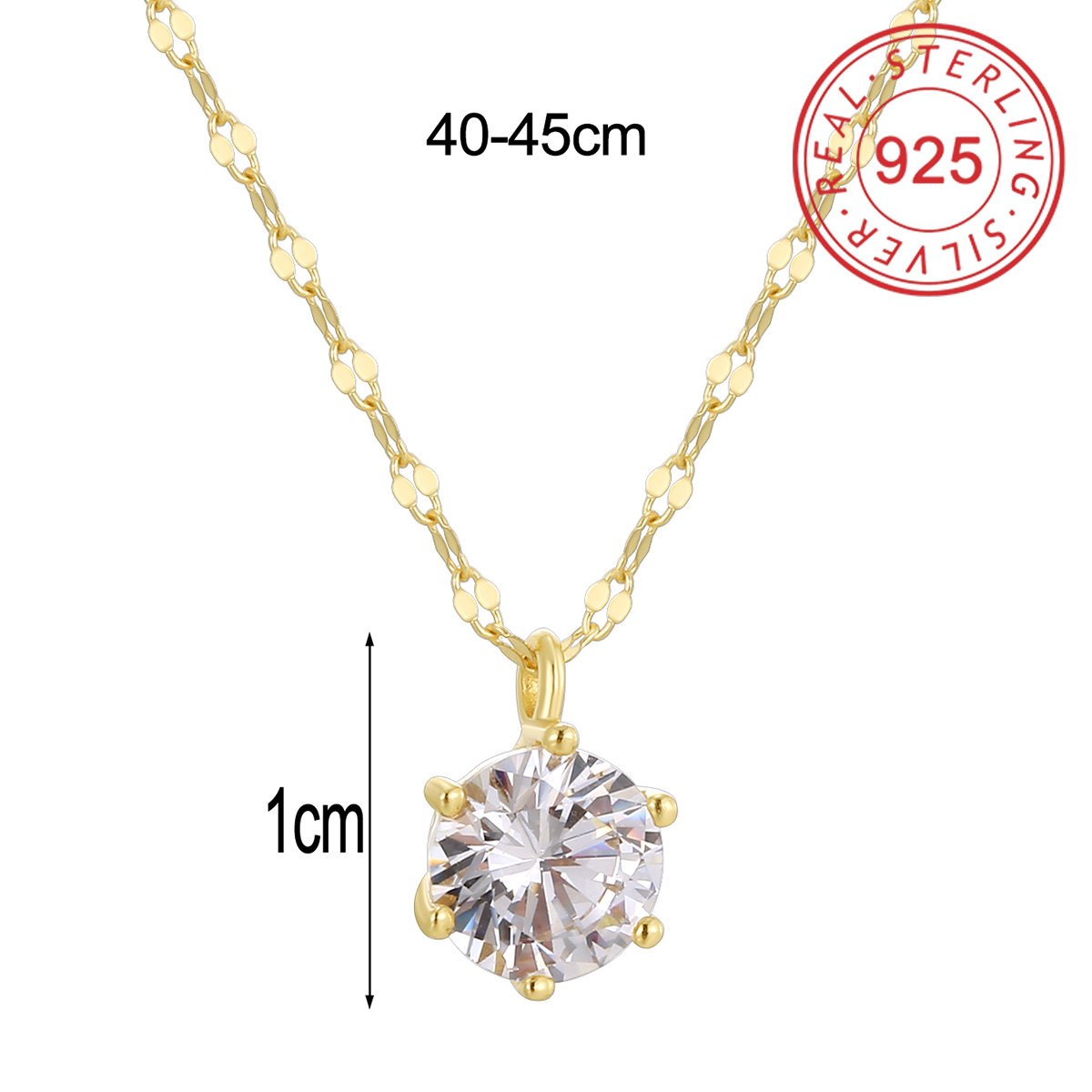 Sterling Silver 14K Gold Plated Simple Style Commute Inlay Circle Star Shell Zircon Pendant Necklace display picture 7
