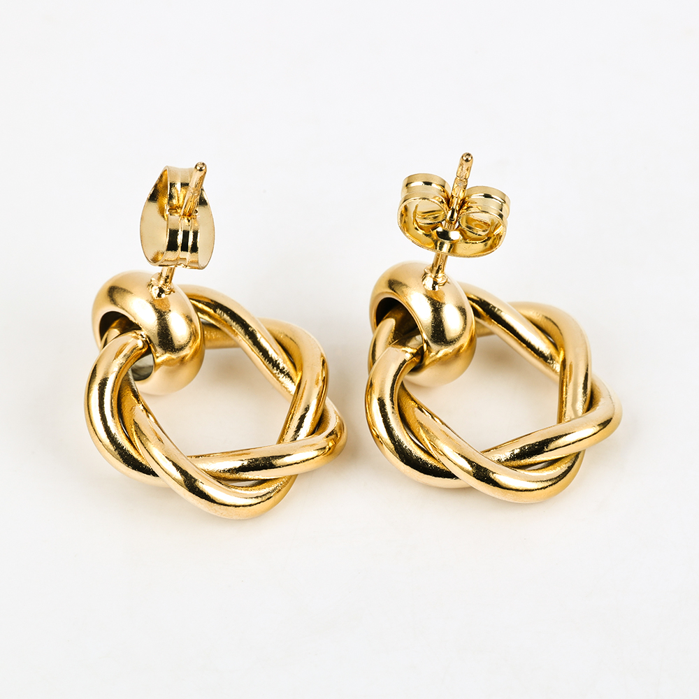 1 Pair Simple Style Geometric Polishing 201 Stainless Steel 18K Gold Plated Ear Studs display picture 1