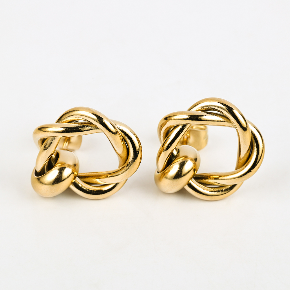 1 Pair Simple Style Geometric Polishing 201 Stainless Steel 18K Gold Plated Ear Studs display picture 2