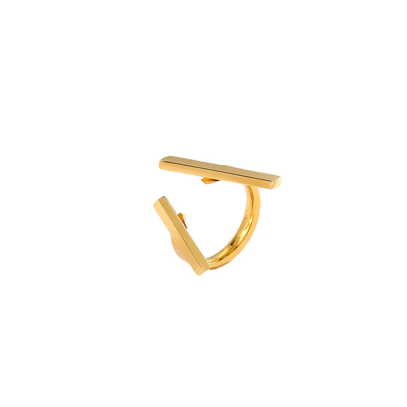 Titanium Steel 18K Gold Plated Elegant Hollow Out Solid Color Titanium Steel Rings display picture 2
