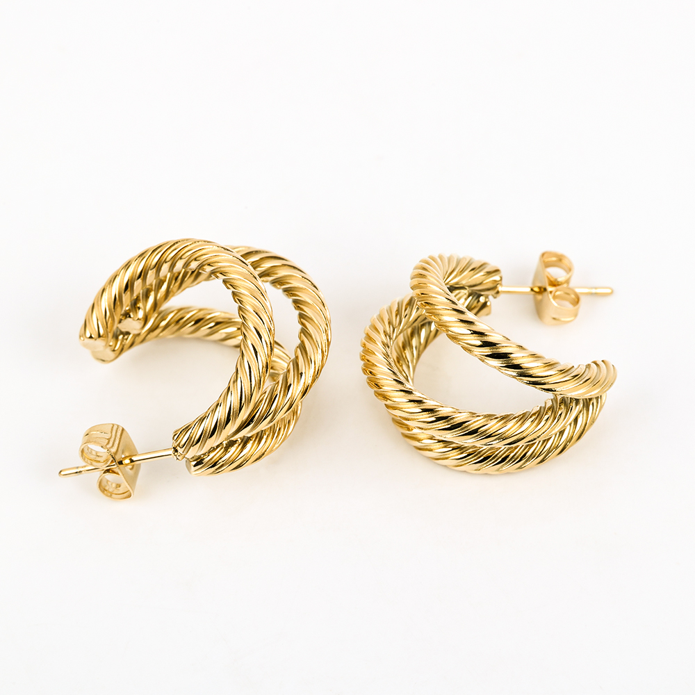1 Pair Simple Style Geometric Polishing 201 Stainless Steel 18K Gold Plated Ear Studs display picture 19
