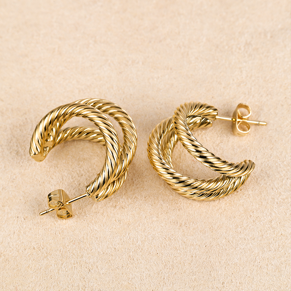 1 Pair Simple Style Geometric Polishing 201 Stainless Steel 18K Gold Plated Ear Studs display picture 20
