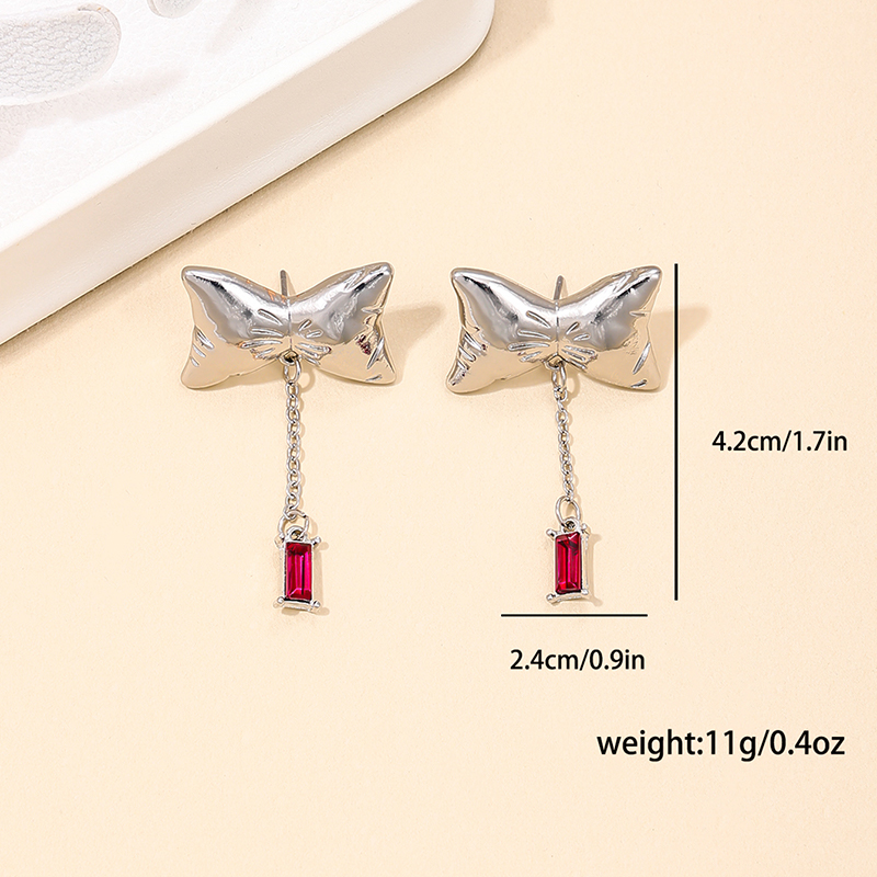 1 Piece Simple Style Classic Style Bow Knot Inlay Alloy Rhinestones Drop Earrings display picture 5