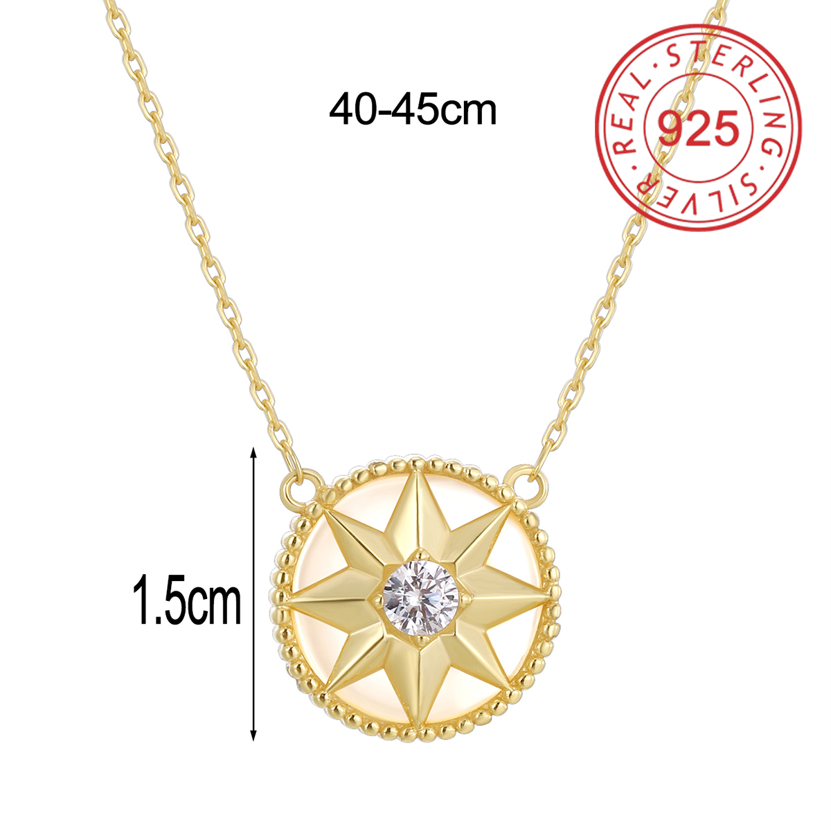 Argent Sterling Plaqué Or 14K Style Simple Brillant Évider Incruster Cercle Star Parapluie Coquille Zircon Pendentif display picture 1