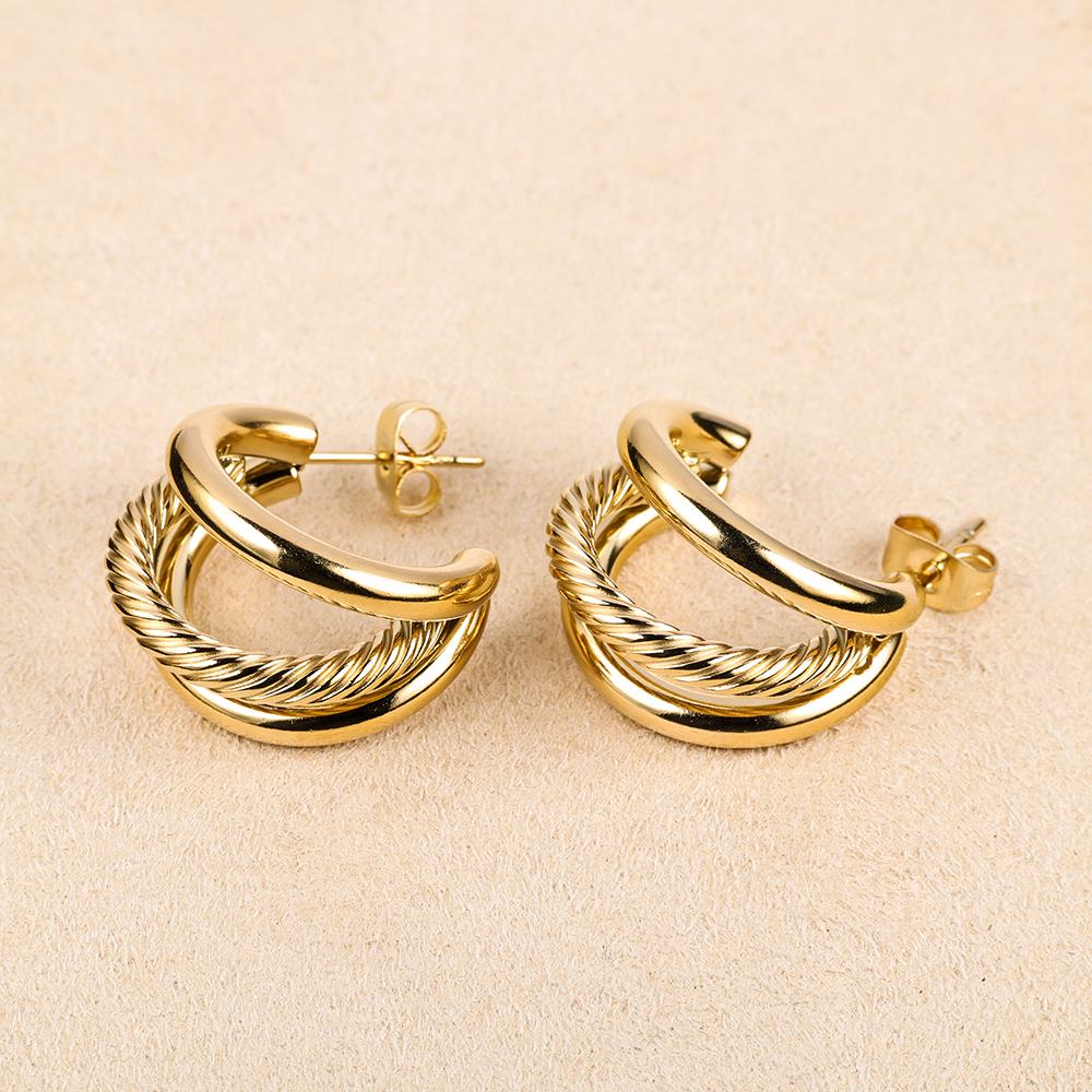 1 Pair Simple Style Geometric Polishing 201 Stainless Steel 18K Gold Plated Ear Studs display picture 25