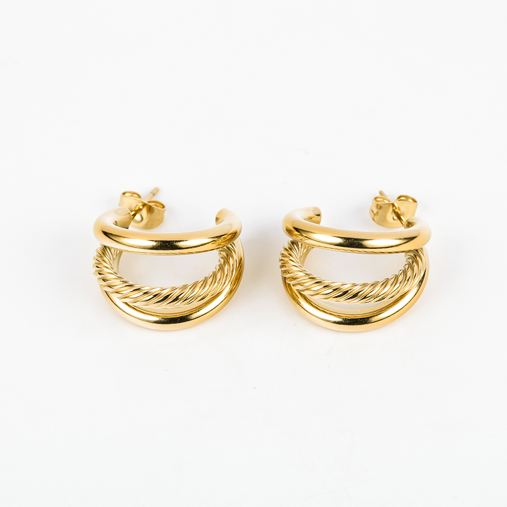 1 Pair Simple Style Geometric Polishing 201 Stainless Steel 18K Gold Plated Ear Studs display picture 26