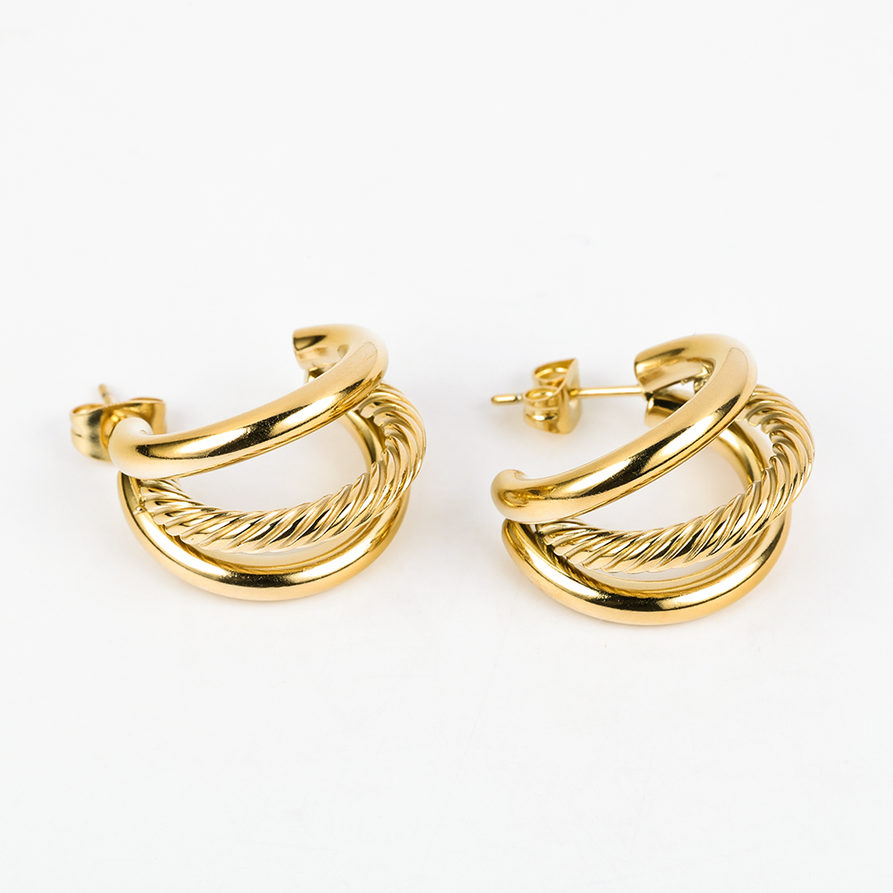 1 Pair Simple Style Geometric Polishing 201 Stainless Steel 18K Gold Plated Ear Studs display picture 27