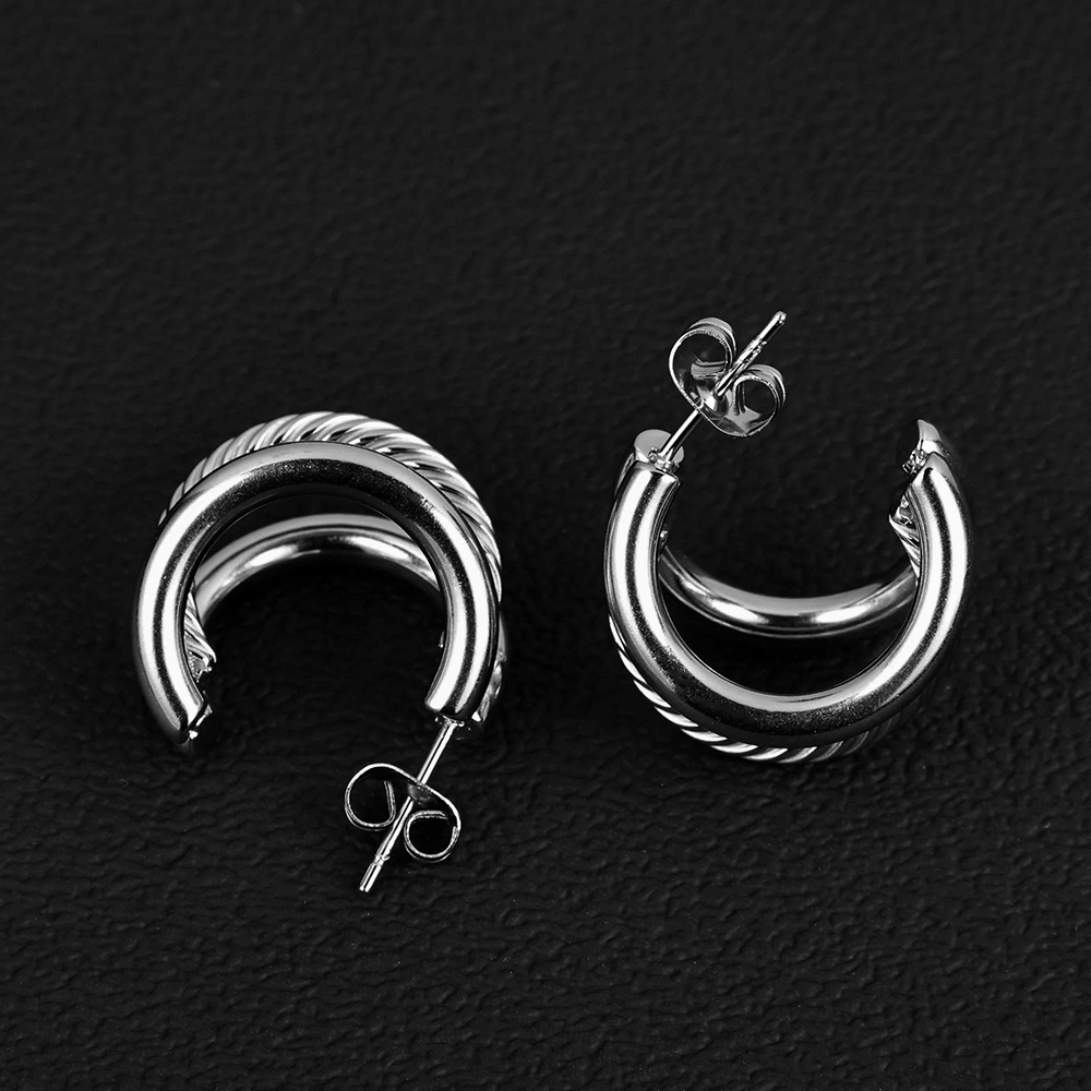 1 Pair Simple Style Geometric Polishing 201 Stainless Steel 18K Gold Plated Ear Studs display picture 32