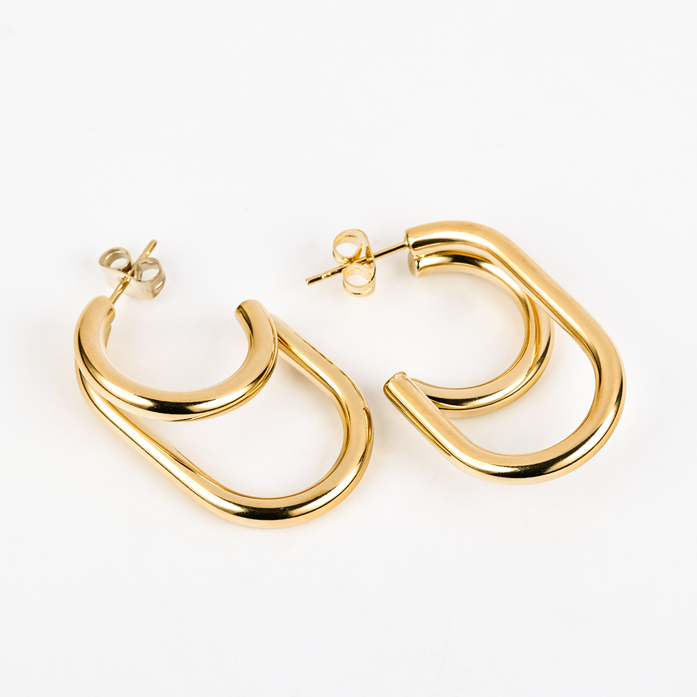 1 Pair Simple Style Geometric Polishing 201 Stainless Steel 18K Gold Plated Ear Studs display picture 34