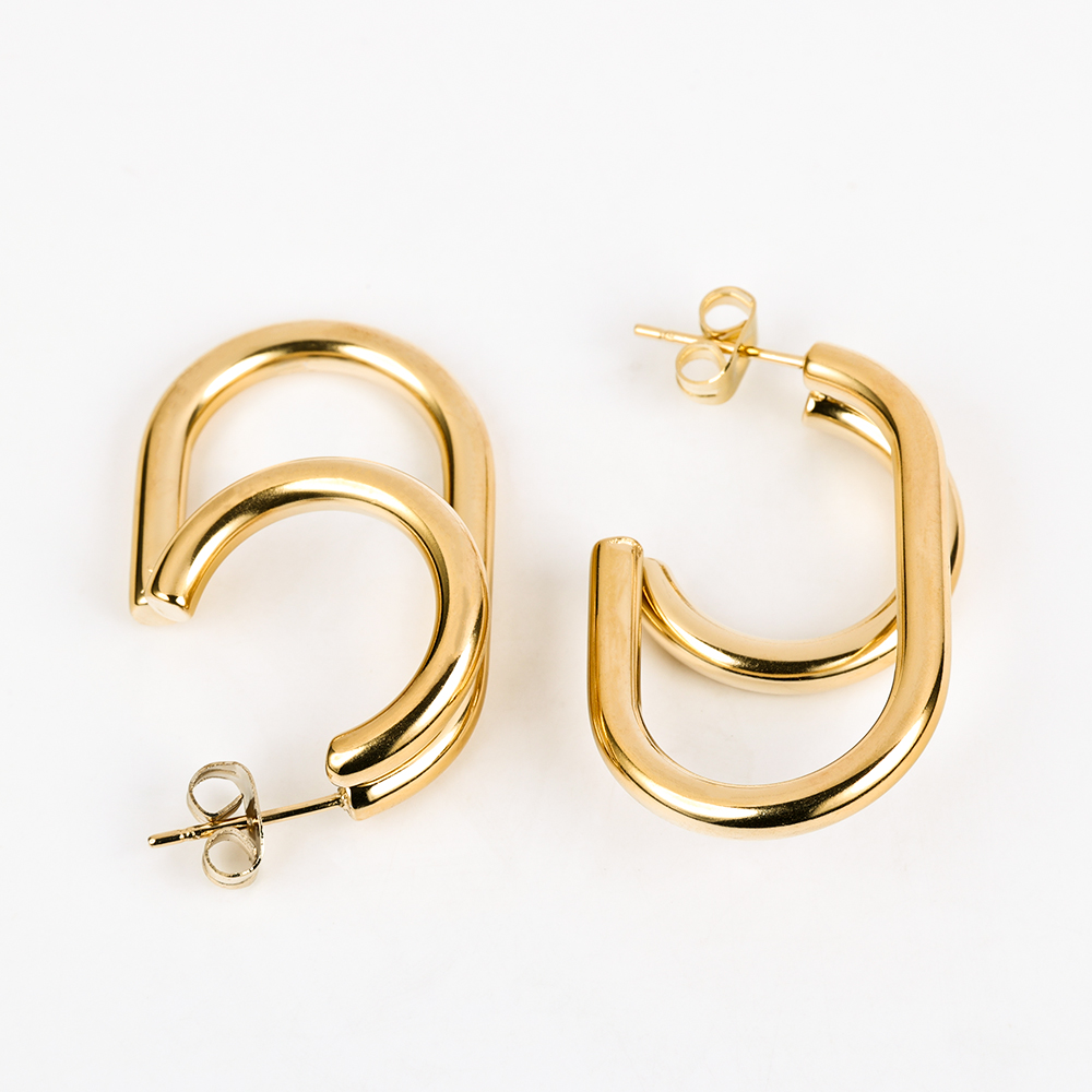1 Pair Simple Style Geometric Polishing 201 Stainless Steel 18K Gold Plated Ear Studs display picture 36