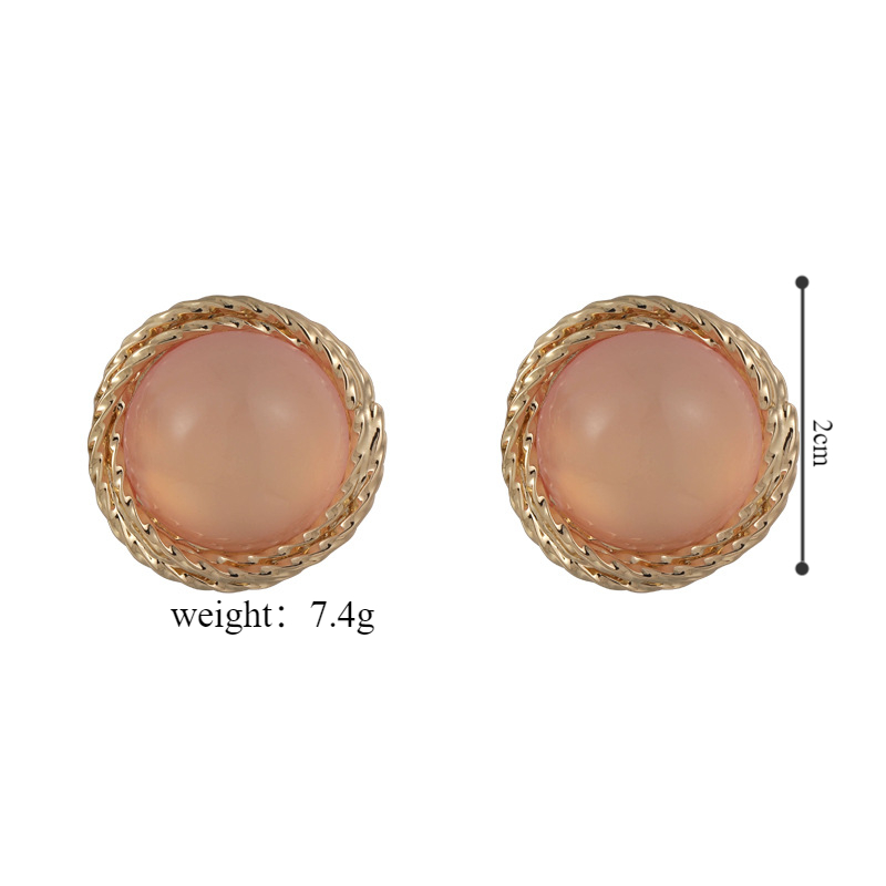 1 Pair IG Style Modern Style Classic Style Round Inlay Alloy Copper Glass Ear Studs display picture 1