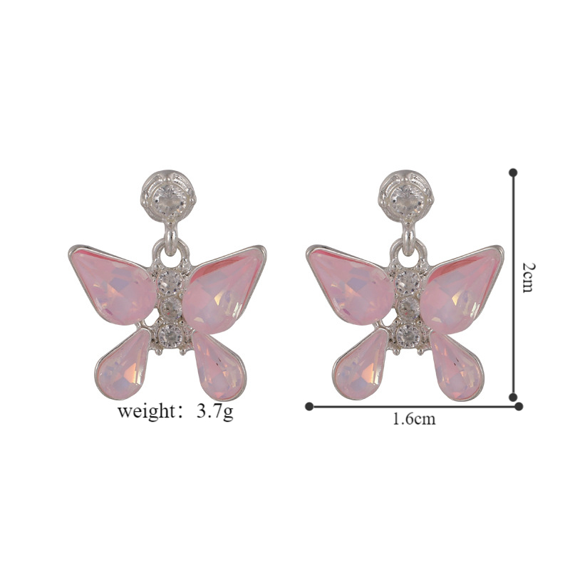 1 Pair Cute Lady Sweet Heart Shape Butterfly Inlay Artificial Pearl Copper Zircon Ear Studs display picture 1