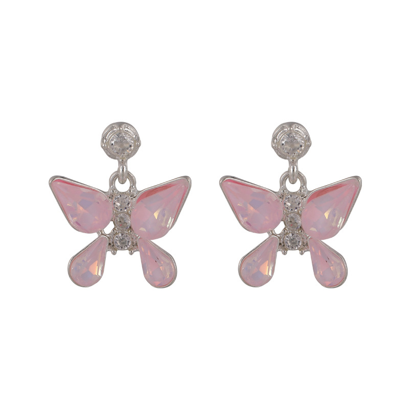1 Pair Cute Lady Sweet Heart Shape Butterfly Inlay Artificial Pearl Copper Zircon Ear Studs display picture 16