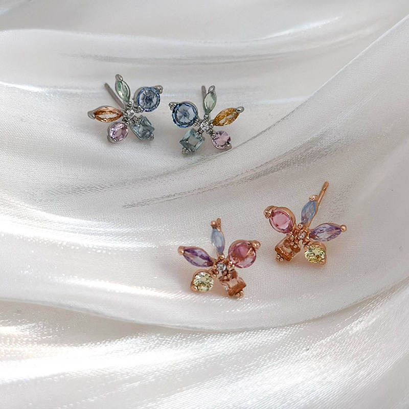 1 Pair Basic Modern Style Classic Style Flower Inlay Copper Zircon Ear Studs display picture 8