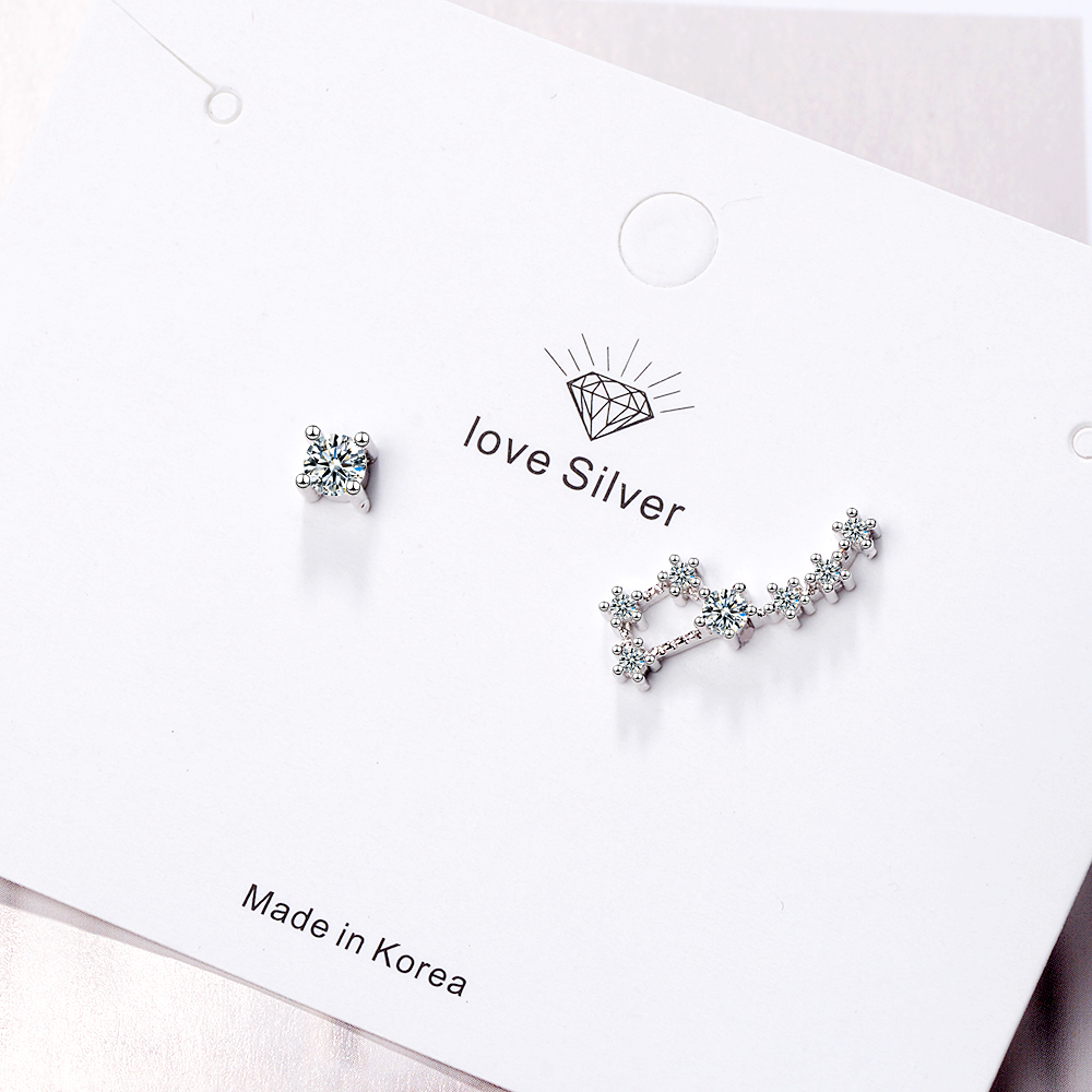 1 Piece Simple Style Shiny Star Asymmetrical Inlay Copper Zircon White Gold Plated Ear Studs display picture 4