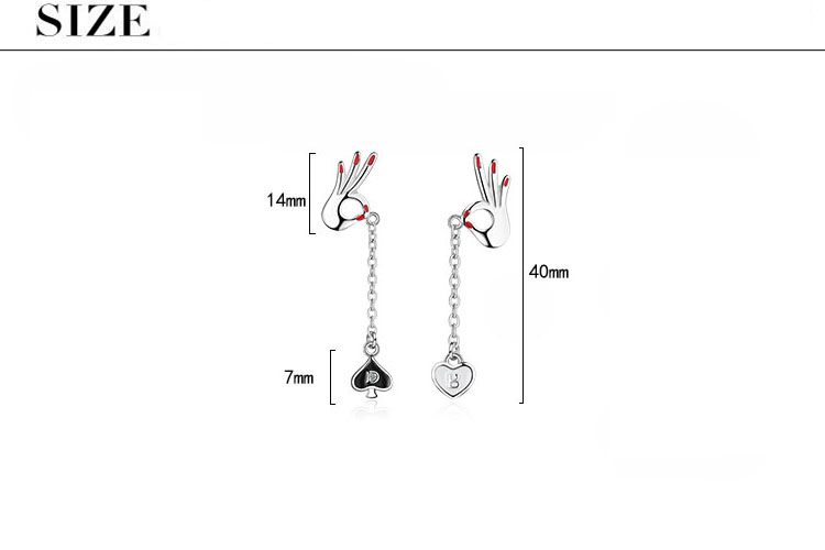 1 Pair Simple Style Hand Heart Shape Asymmetrical Tassel Copper White Gold Plated Drop Earrings display picture 1